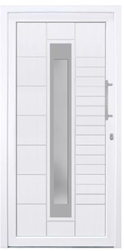 HORI® Haustür Kunststoff, aluminium, Komplettset konfigurieren, Hauseingangstür Modern I Farbe: weiß I DIN rechts I Modell: Stripe I 198 x 98 cm