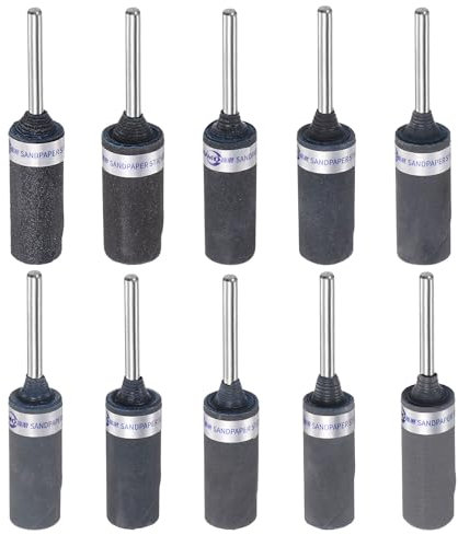 QUARKZMAN 10-teiliges Schleifhülsen-Rollen-Set, Körnung 180–2500, 3 mm Schaft, Schleiftrommeln, Hülsen, Zylinder, Schleifkopf für Holzbearbeitung, Glas, Metall, Polieren