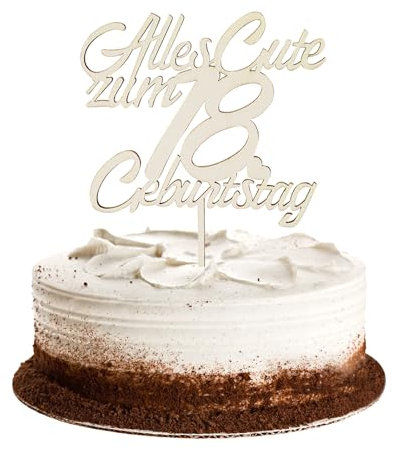 GoldRock Holz Tortendeko 18 Geburtstag Mädchen Junge, Deko 18. Geburtstag Mädchen, 18. Geburtstag Junge Mädchen Deko, Kuchendeko Geburtstag 18, Cake Topper 18 Geburtstag Deko, 18ter Geburtstag Torte