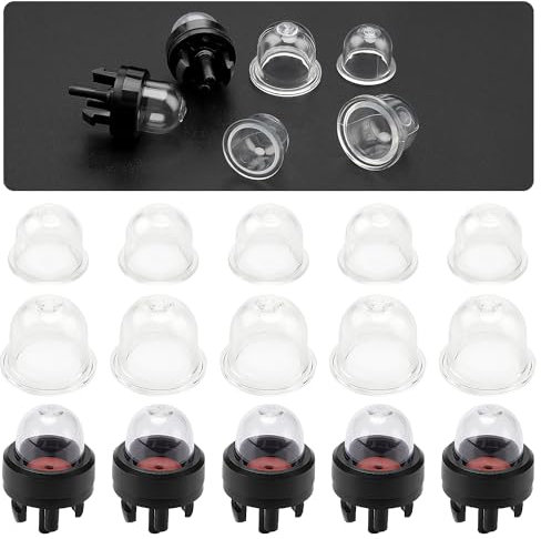 VooGenzek 10 Stücke Vergaser Pumpe Primer Birne und 5 Stück Snap-in Primer Bulb Pump, Zündkapsel Primer Pumpe Birne, Primerbirne Vergaser, Benzin Primerpumpe, für Rasenmäher, Gebläse (19+22mm)