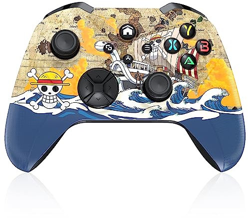 Lapezei Manette sans Fil pour Compatible avec PC Windows 7/8/10/11/Android/ios avec WiFi/Vibration/Audio 3,5 mm/Turbo(Nécessite Une Mise à Niveau Manuelle)- crâne de pirate