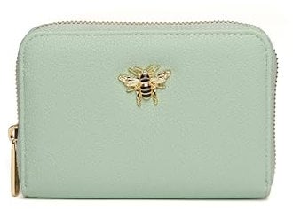 Alice Wheeler Porte-monnaie et cartes en forme d'abeille Concertina en cuir vegan Taille M, Menthe pastel, M, Porte-monnaie en accordéon