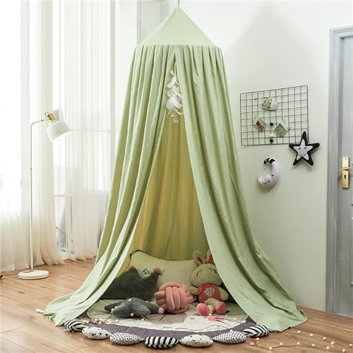 Odot Betthimmel Babybett, Betthimmel Mädchen und Jungen Himmelbett Vorhänge Kinder Baldachin Kinderzimmer Rund Hängende Princess Moskitonetz für Schlafzimmer Babyzimmer (65cm,Hellgrün)