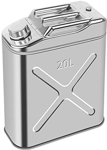 MissYin Jerry Can Lata de acero inoxidable 304, con guantes de alambre y sellos, bidones de gasóleo portátiles, tanques de combustible de repuesto, para gasolina, diésel y aceite, 10L (20L)