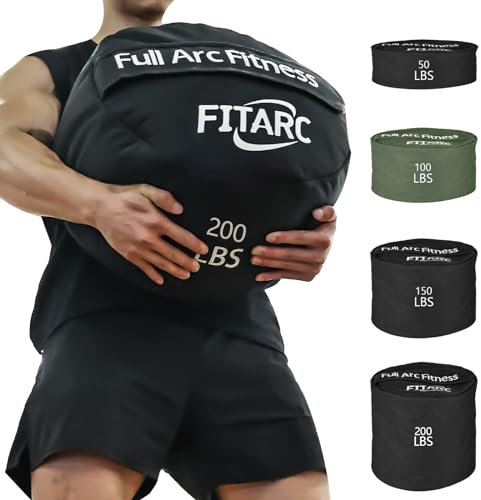 Fitarc Bolsa de arena para entrenamiento, bolsas de arena para entrenamiento con pesas, sacos de arena para entrenamiento con pesas, bolsa de arena redonda, entrenamiento cruzado y ejercicio, arena no
