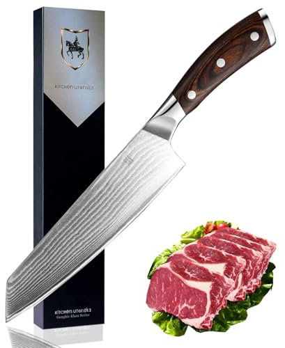 Couteau de Chef Damas, Lame en Acier (Lame de 20 cm)