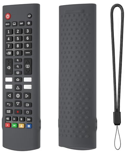 Fiorky Funda de Silicona for Control Remoto LG TV Remote AKB75095307 AKB76040302 con Cordón Funda de Silicona Funda Protectora for Controlador Piel Antideslizante Cubierta remota Reemplazo