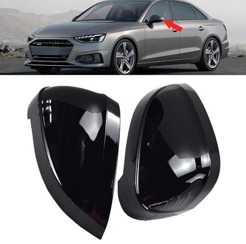 Auto Spiegelkappen 1 Paar Auto Tür Außenspiegelkappe Rückspiegelkappe Seitenspiegel Abdeckungen für Audi A4 B9 2017 A5 S5 RS5 2016 (Schwarz)