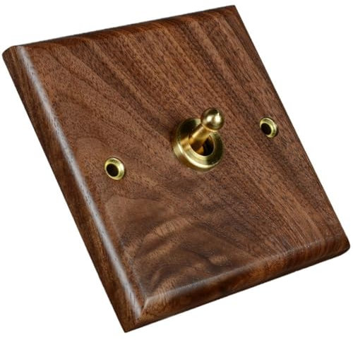Keuyeo Massivholz-Panel-Schalter, Wandleuchte, Retro-kippschalter, Holzmaserung, Elektrischer Schalter, Steckdose 1-Schalter