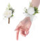 Bewudy 2 Stück Ansteckblume Handgelenksblume, Künstliche Corsage Hochzeit für Braut Bräutigam Weißes Rosencorsage Handgelenkblume für Hochzeit Jubiläumsdaten Party