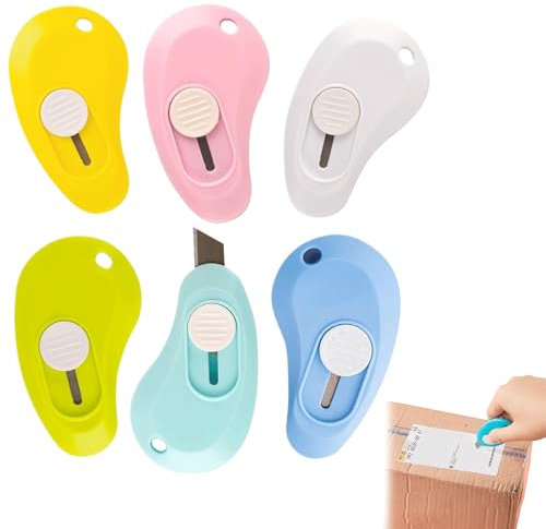 6 Stück Mini Cuttermesser,Mini Cutter,Cuttermesser Mini,Tragbares Cuttermesser Klein,Universalmesser Schreibwaren Messer Für Umschlag Paket Papierschnitt,Pappe,Schachtel Oder Verpackung