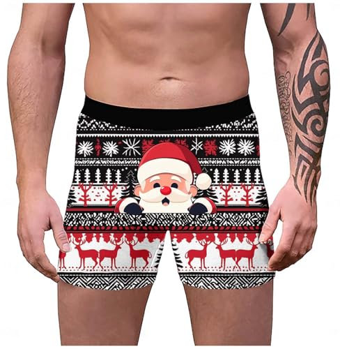 Herren Casual Fashion Crotch Weihnachtsdruck Serie Shorts Unterwäsche Herren Satin Boxershorts Herren Unterwäsche Dessous