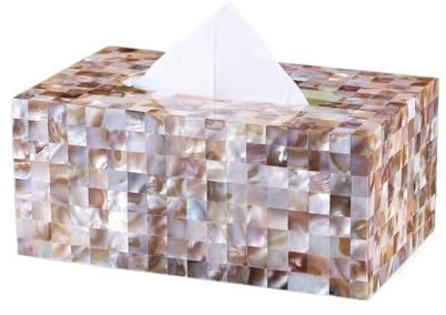 Kosmetiktücherbox für Zuhause/Büro Kreative Bunte Muschel-Taschentuchbox, Serviettenbox for Esstisch, Wohnzimmer, Couchtisch, rechteckige Schubladenbox Taschentuchbox