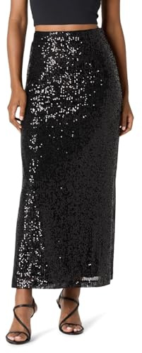 Chnnamzu Pailettenrock für Damen Maxi Elastische Taille, Glitzer Rock Lang Pailletten Sexy, Damen Glänzend Glitzerrock Karneval Kostüm Röcke Skirt Fasching Festival Party Rave Outfit