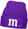 MoonWorks® Herren Beanie Patch Strickmütze mit Buchstabe M Aufdruck Fasching Karneval Lustig Mütze Männer Lila Unisize