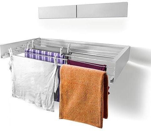 AYZ Wäscheständer zur Wandmontage, Wandtrockner, Kleiderstange, Handtuchhalter mit 35 kg Kapazität für Innen- und Außenbereich, für Schlafzimmer, Garten, Balkon, Campingplätze... (Weiß, 100 cm)