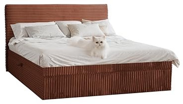 Kaiser Möbel - Boxspringbett mit Bettkasten und Topper - Trento Bett mit Bonellmatratze und Toppermatratze - Cord Schlafzimmerbett Trento - Doppelbett Velo - 186x215x104,5cm - Kupfer