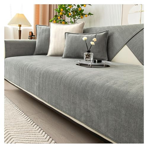 Couch Überzug Weiche Chenille für Ecksofa: Weiche Sofa Überzug für 1 2 3 4 Sitzer Sofabezug Anti Rutsch Sofa Schutzhülle für L Form U Form Sektionssofa Hund Katze Sofaschoner(Gray 1,110*160cm)