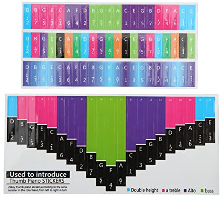 Yinhing Kalimba Note Aufkleber, Verhindern Sie Schlüsselkratzer Haben Zahlen und Intonationssymbole an der Außenseite, Damit Anfänger Noten üben und Auswendig Lernen Können (21-tone Daumen Klavier