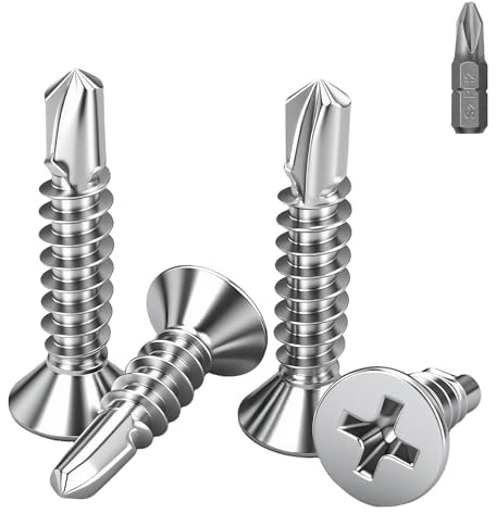 BACSHBY 40 Stück Selbstschneidend Schrauben Blechschrauben M4.2x70mm, Senkkopfschrauben Edelstahl 410 Bohrschrauben Kreuzschlitzschrauben Metallschrauben mit Bohrer