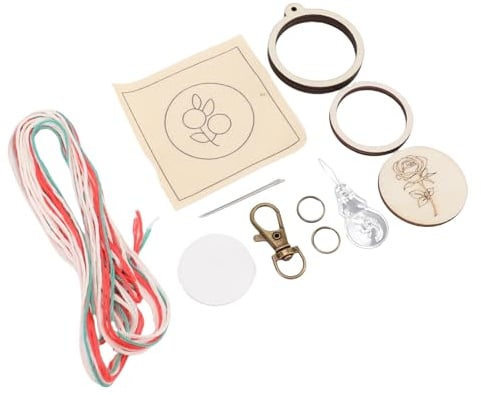 Haofy Stickrahmen-Set mit Schlüsselanhänger, Sperrholz-Bastelset für Anfänger, Kinderprojekte mit Stoff, Fäden, Mustern