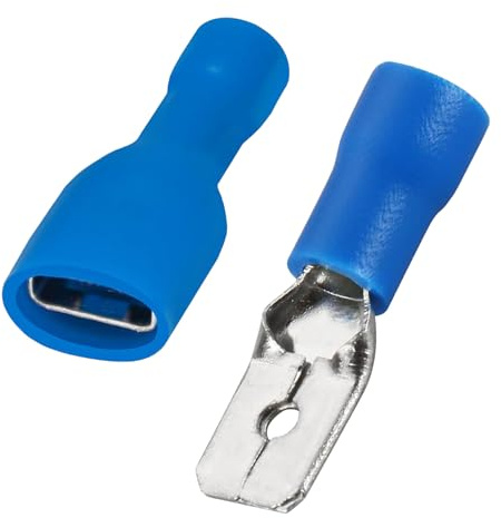 Whispern Cloud 100x Blue Spade Connector Insulated Crimp Terminals for Electrical Wiring