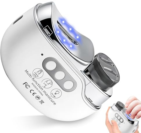 Elektrischer Nagelknipser, 4 in 1 Elektrisch Nagelschneider für LED Licht, 3 Geschwindigkeiten Nagelschleifer Automatische, Kinder, Erwachsene und Senioren