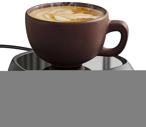 Chauffe Tasse, Chauffe Tasse Bureau Contrôlé Par Bouton, ChauffeCafé De Bureau Avec 4 Température(65°C/75°C/85°C), Réchauffe Tass-e Avec 8H Arrêt Automatique Pour Maintenir Café, Cacao, Thé Et Bougies