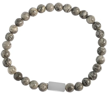 Akzent Armband Herren - Premium Armband Herren in Grau aus Naturstein, 100% Wasserfest & Hautverträglich