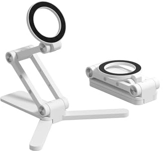 Hagibis Magnetischer Telefonständer für MagSafe, Stativständer, faltbar, triaxiales Aluminium, Schreibtisch-Handyhalterung, höhenverstellbar, für iPhone 17, 16, 15 Pro Max, Lazy Bracket Mount (weiß)