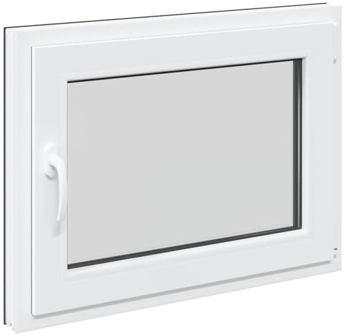 Kellerfenster RISOR Anthrazit 60 x 100 cm PVC und Glas, Modernes Untergeschossfenster Design, Langlebige PVC-Glas-Konstruktion, Energieeffizient, Wärmedämmung, Schallisolierung, Drehbare Funktion