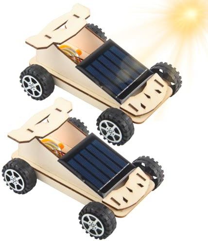Vaskula 2 Stück Solar Holzbausatz DIY Kreative Geschenke 3d Holzmodellbausatz Gebäuderätsel Solarauto Einfärbbar Mini Auto Bausatz für Ostern Weihnachten Und Geburtstagsfeiern