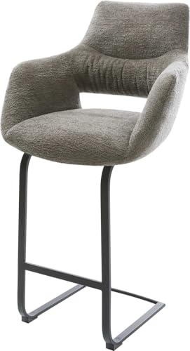 DELIFE Barstuhl Yago-Flex Freischwinger Flach Metall Schwarz Bouclé Soft Schlamm Taschenfederkern
