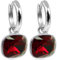 Silber-Creolen Charm Anhänger Rot Marken Kristalle Ohrringe 925 Sterling NOBEL SCHMUCK
