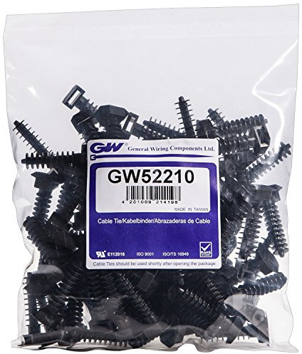 GW Kabelbinder-Technik, Einschlaghalter für Kabelbinderbreite bis 9 mm, schwarz, 100 Stück, GW52210BC