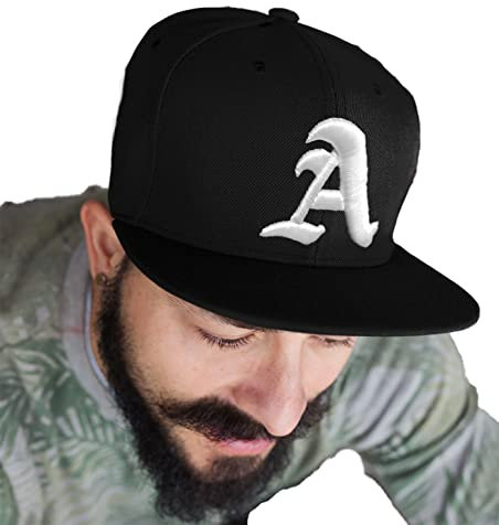 4sold Snapback hat with Raised 3D Embroidery Letter 5 Panel Baseball Cap Hip-Hop Cap Hat Headwear (A)