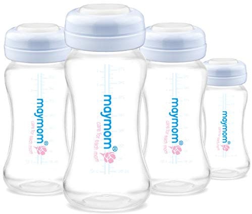 Maymom Wide Neck Breastmilk Collection and Storage Bottle 9oz; Remarkable SureSeal Disc. Compatible with Spectra S2, Spectra S1 and Avent Breast Pumps