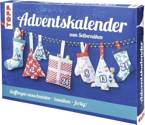 Adventskalender zum Selbernähen: Stoff mit aufgedrucktem Schnittmuster und Anleitung für einen selbstgemachten Adventskalender zum Aufhängen und Befüllen