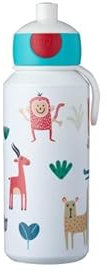 Mepal - Botella para Beber Campus Pop-up - Botella para Beber - Botella Agua a Prueba de Fugas para la Escuela - Sin BPA y apta para Lavavajillas - 400 ml - Animal Friends