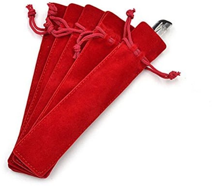 Single Samt Stift Beutel Tragbar Stifttasche Kordelzug Mäppchen Büro Schule Stift Beutel Hülsen Halter (Rot, 50Pcs)