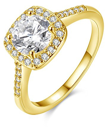 Uloveido Frauen Square CZ Engagement Promise Rings Solitaire Hochzeit Schmuck für Frauen KR002