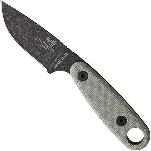 ESEE, Outdoormesser, Izula II Black Oxide, Klinge: 6,7 cm, Micarta, grün, Jagdmesser, Full Tang