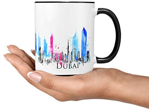 Sunnywall Dubai Stadt Städte-tasse Skyline Tasse mug cup Kaffeetasse gratis Geschenkkarte (Dubai Tasse)