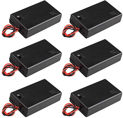 HALJIA 6Pcs 4.5V AAA 3 x 1.5V Battery Holder Case Plastic Battery Storage Box with ON/OFF Switch Case Cover and Wire Leads