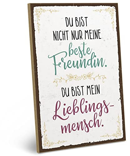 ARTFAVES® Wandbild Holzschild mit Spruch - DU BIST MEIN LIEBLINGSMENSCH - Türschild Retro Vintage Deko Bild Geschenk - Hochzeit, Valentinstag, Kennenlerntag, Verlobung