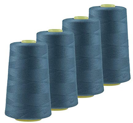 4 x 4572m Qualitäts Overlock-Garn Overlock-Nähgarn Oeko-Tex Farbe 701-740, Farbe:A735 taubenblau