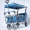 IMLEX Bollerwagen faltbar mit Dach IM-4268 Blau | Hohe Stabilität, 1X 3-Punkt Gurtsystem | Handwagen klappbar mit Schiebegriff ideal für 2 Kinder