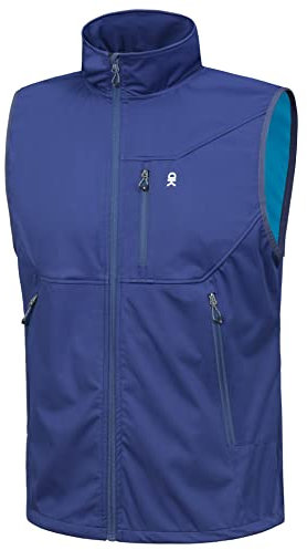 Little Donkey Andy Gilet Softshell léger pour homme, veste coupe-vent sans manches pour voyage, randonnée, course à pied, golf, bleu, taille S