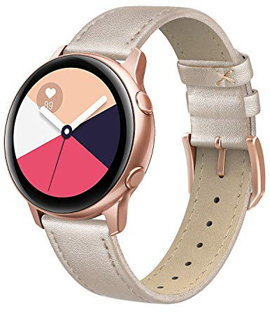 Edimens Echtleder-Armband, kompatibel mit Samsung Galaxy Watch Active 2, 40 mm Band, 20 mm dünnes Ersatz-Lederband für Galaxy Watch 42 mm/Active/Active 2 Smartwatch für Damen und Herren
