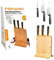 Fiskars Ceppo per coltelli di design in bambù con 3 coltelli, Functional Form, Incl. Spelucchino, Coltello Santoku e Coltello da cuoco, Plastica, Bambù, 1057553